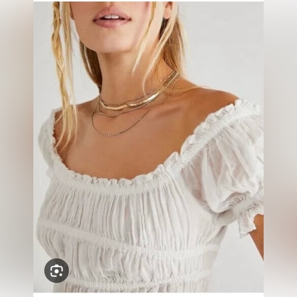 Free‎ People FP One Cheri Smocked Crop Top Medium NWT - Picture 5 of 10